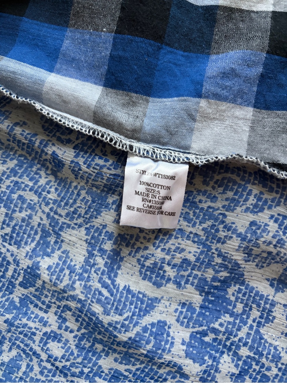 White Crow Blue Plaid Button-Down Shirt S - Picture 8 of 11
